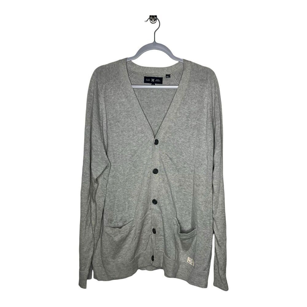 Five Four X Mark McNairy Cardigan Sweater Mens XL Cotton Gray V Neck Casual Knit